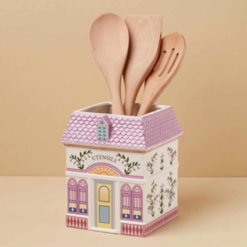Lenox Spice Village Utensil Holder with Wooden Utensils New In Box NWT - Picture 2 of 9